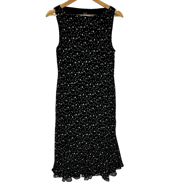 Chaps Ralph Lauren Black Polka Dot Sheer Midi Dress - Size 14 - Midi - Picture 1 of 5